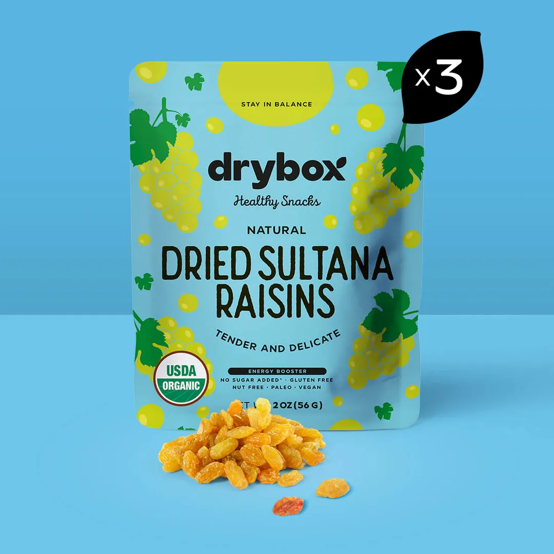 Drybox Dried Sultana Raisins 2ozx12packs Mini Portion Packs