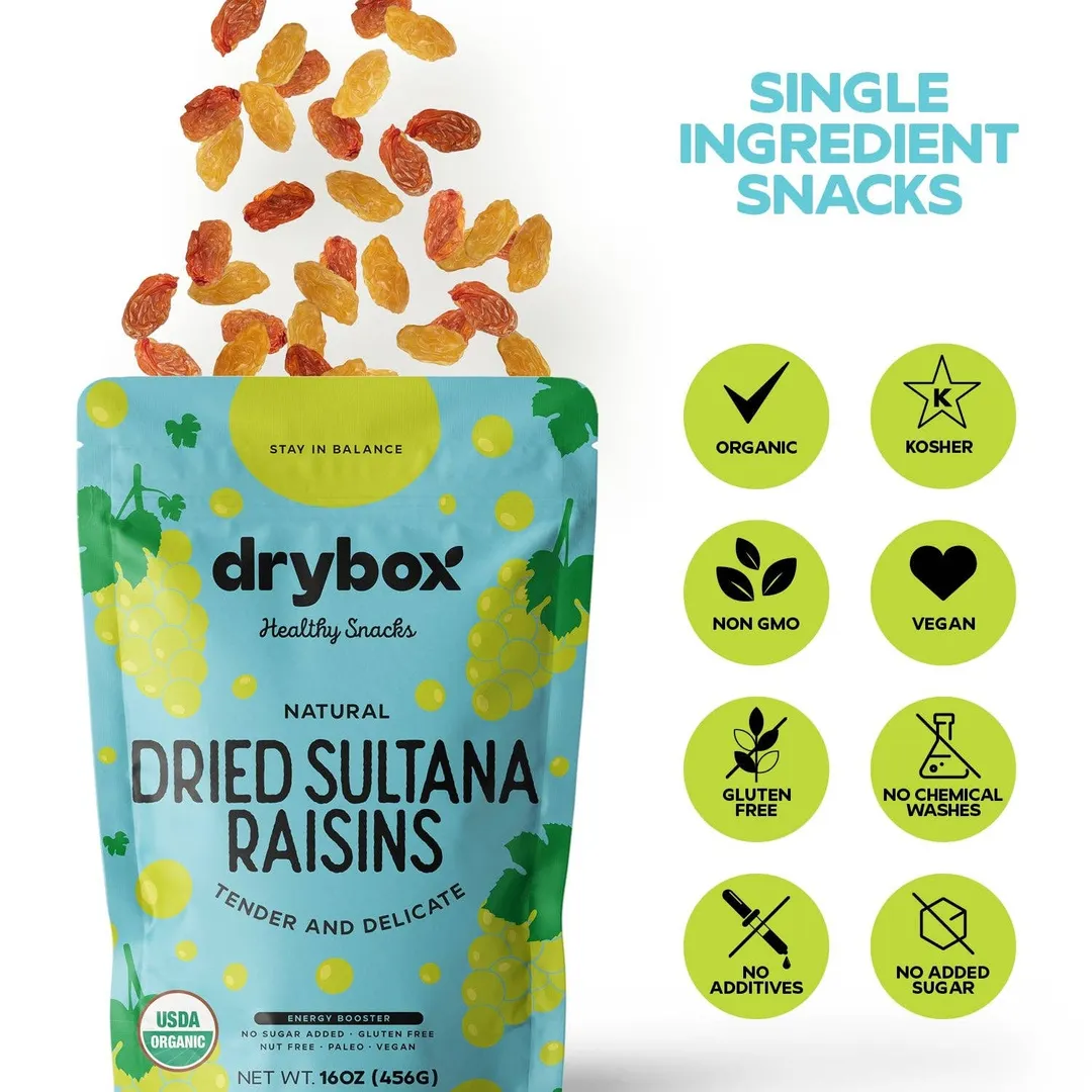 Drybox Dried Sultana Raisins 2ozx12packs Mini Portion Packs