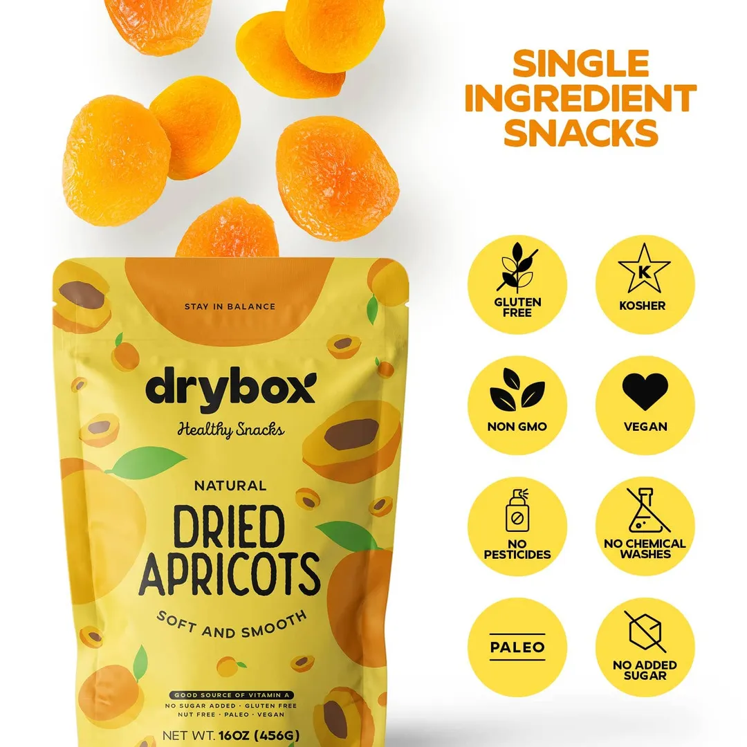 Drybox Dried Turkish Apricots 2oz Portion Packs 5 Packs/BAG