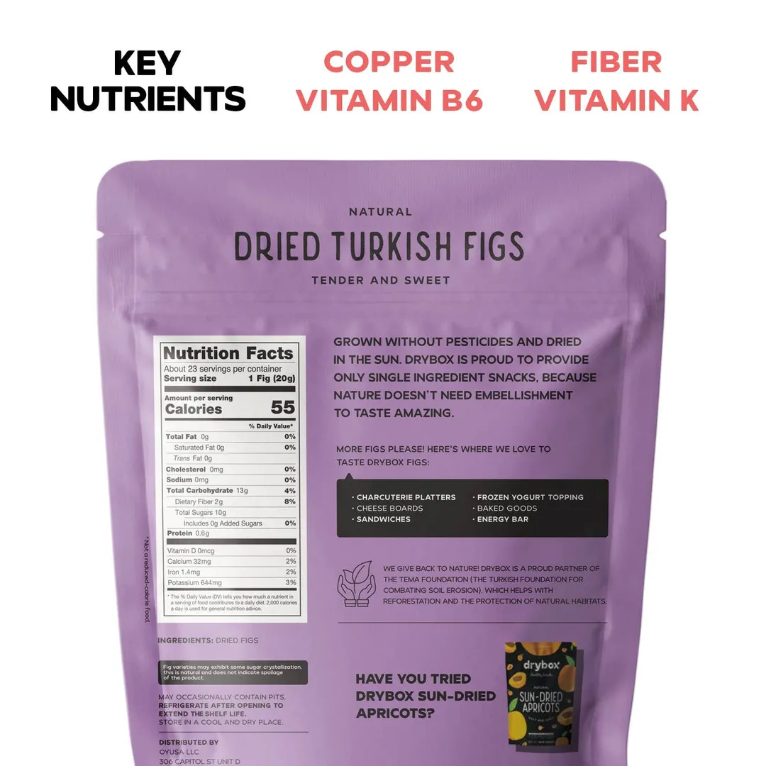 Drybox Organic Dried Turkish Figs 2oz Packs 5 Packs/BAG