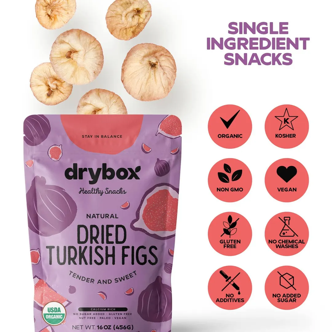 Drybox Organic Unsulfured Premium Dried Figs 2oz x 12packs