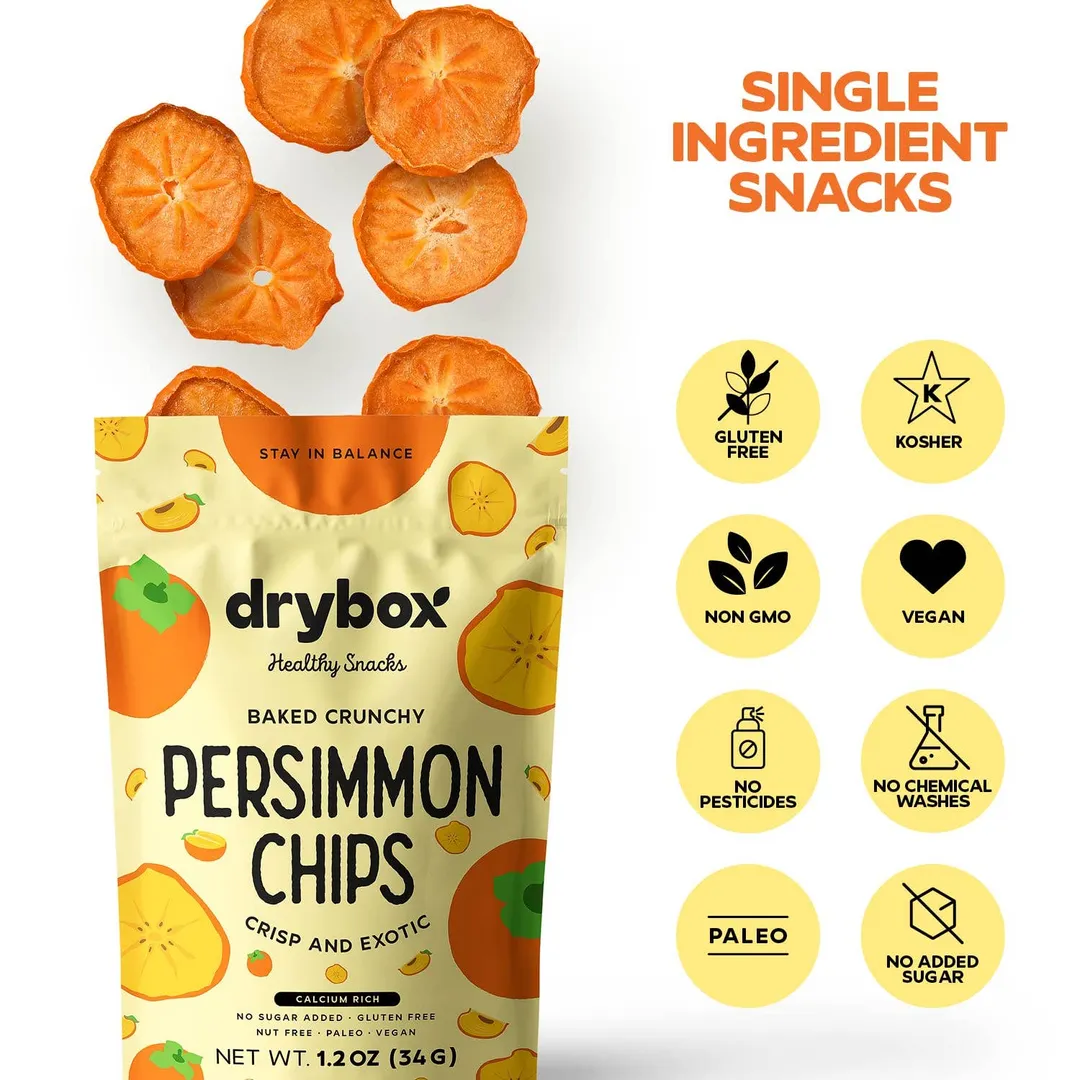 Drybox Persimmon Chips 1.2oz 12packs No Added Sugar