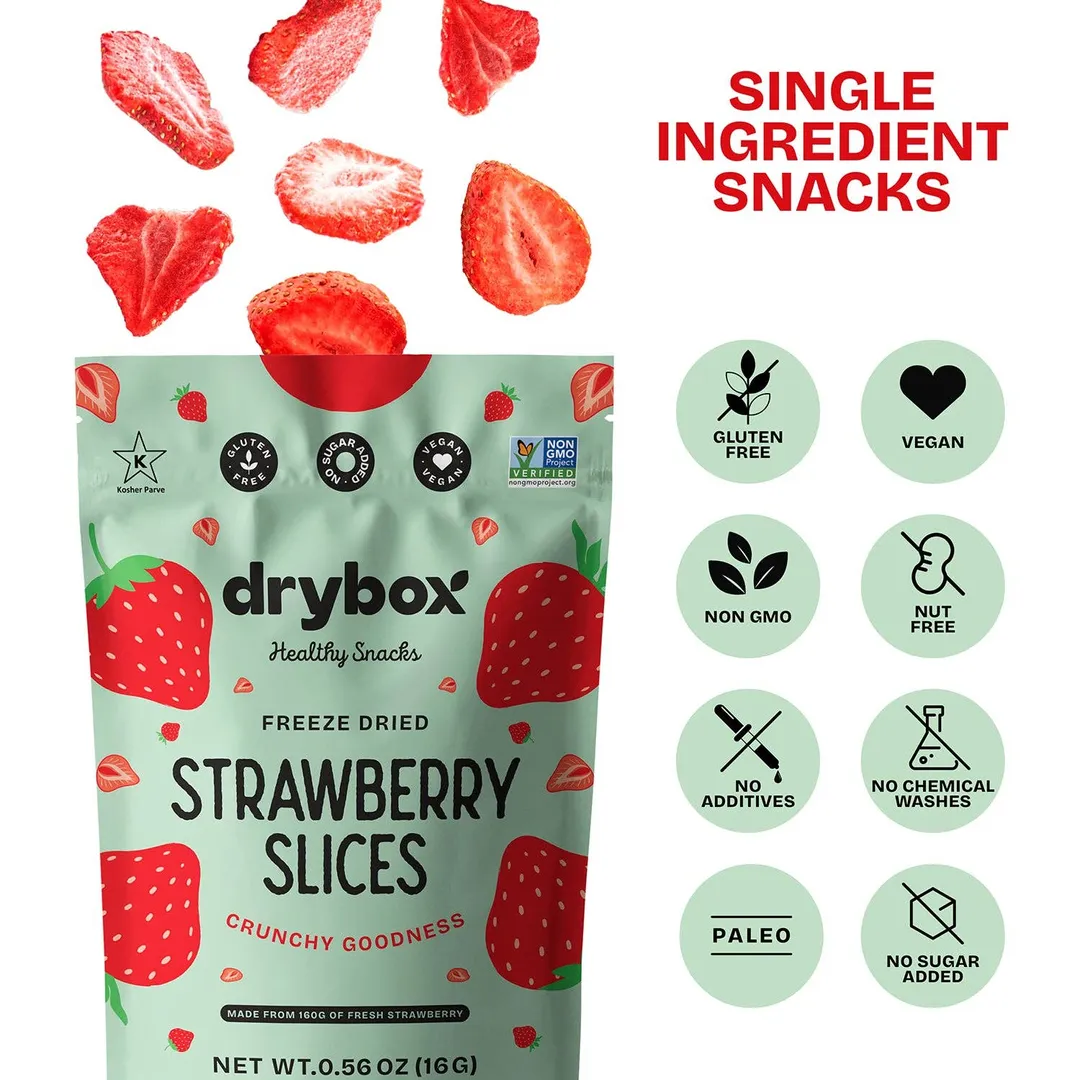 FREEZE DRIED STRAWBERRY SLICES - 0.56 OZ - 12 PACK
