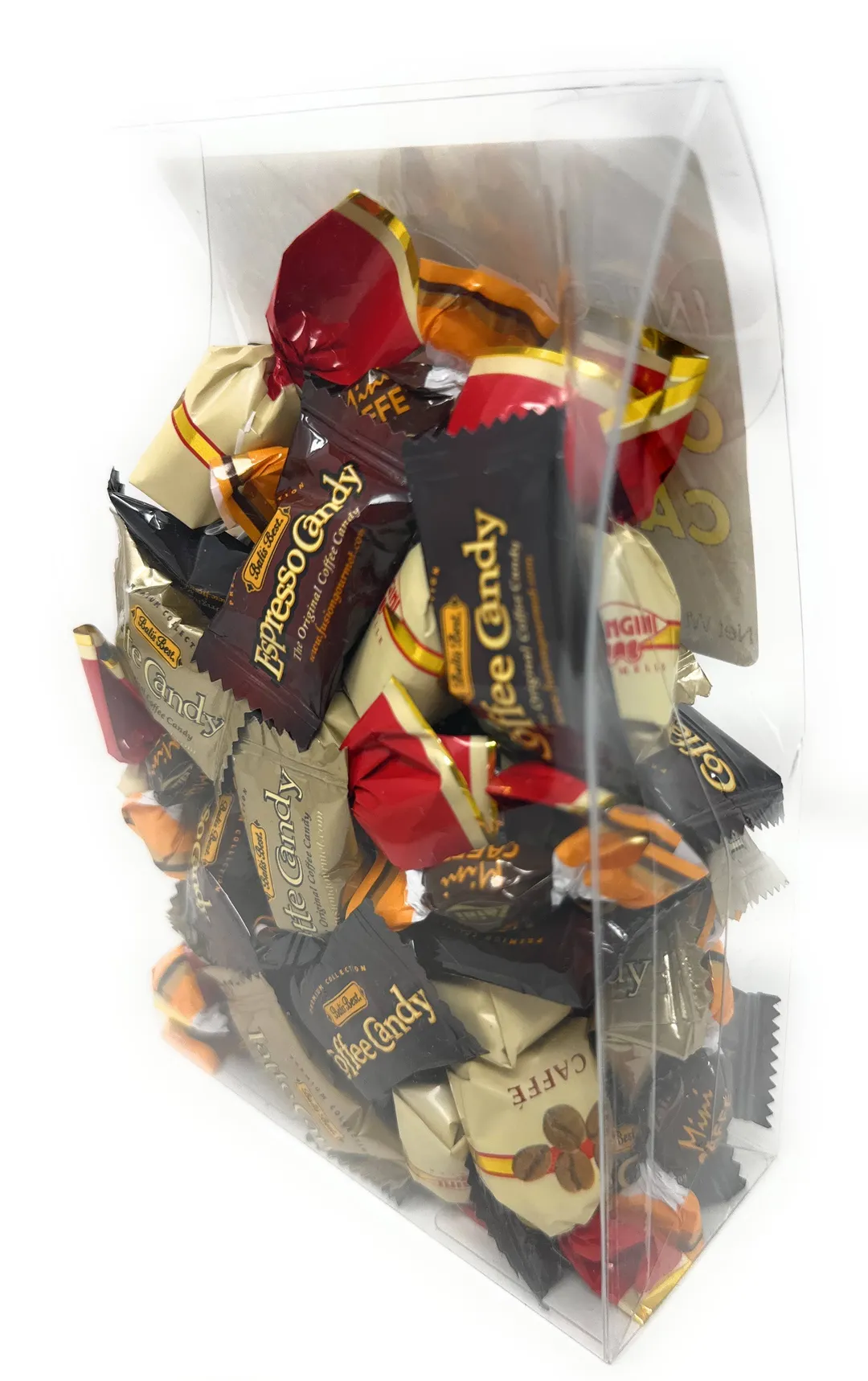EuropeanCoffee Candy Mix 10oz  Clear  Tab Top Box