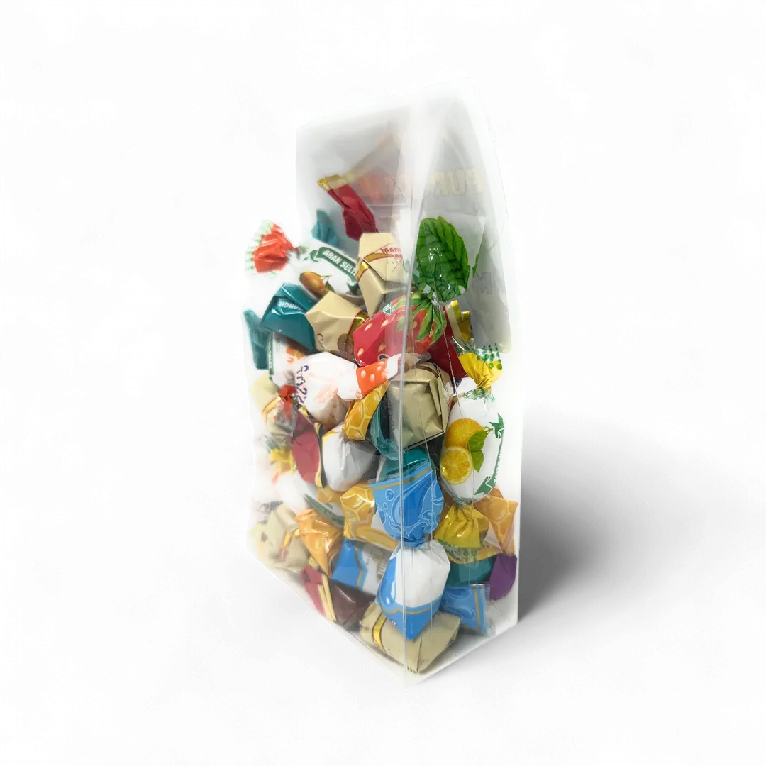 European Filled Candy Mix 10oz Clear  Tab Top Box