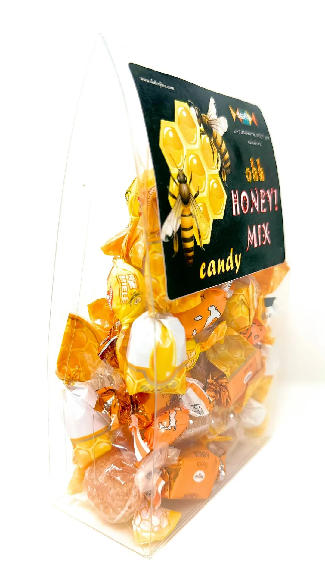 European Honey Flavored Candy Mix 10oz  Clear  Tab Top Box