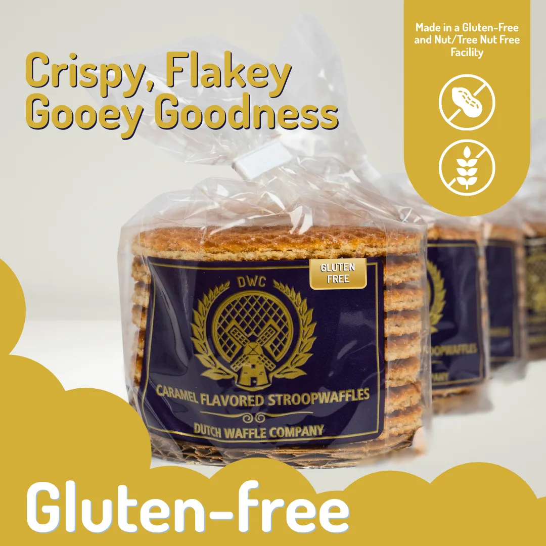 Vegan & Gluten-Free Caramel Stroopwafels – 8-Pack Bag (Case of 12)
