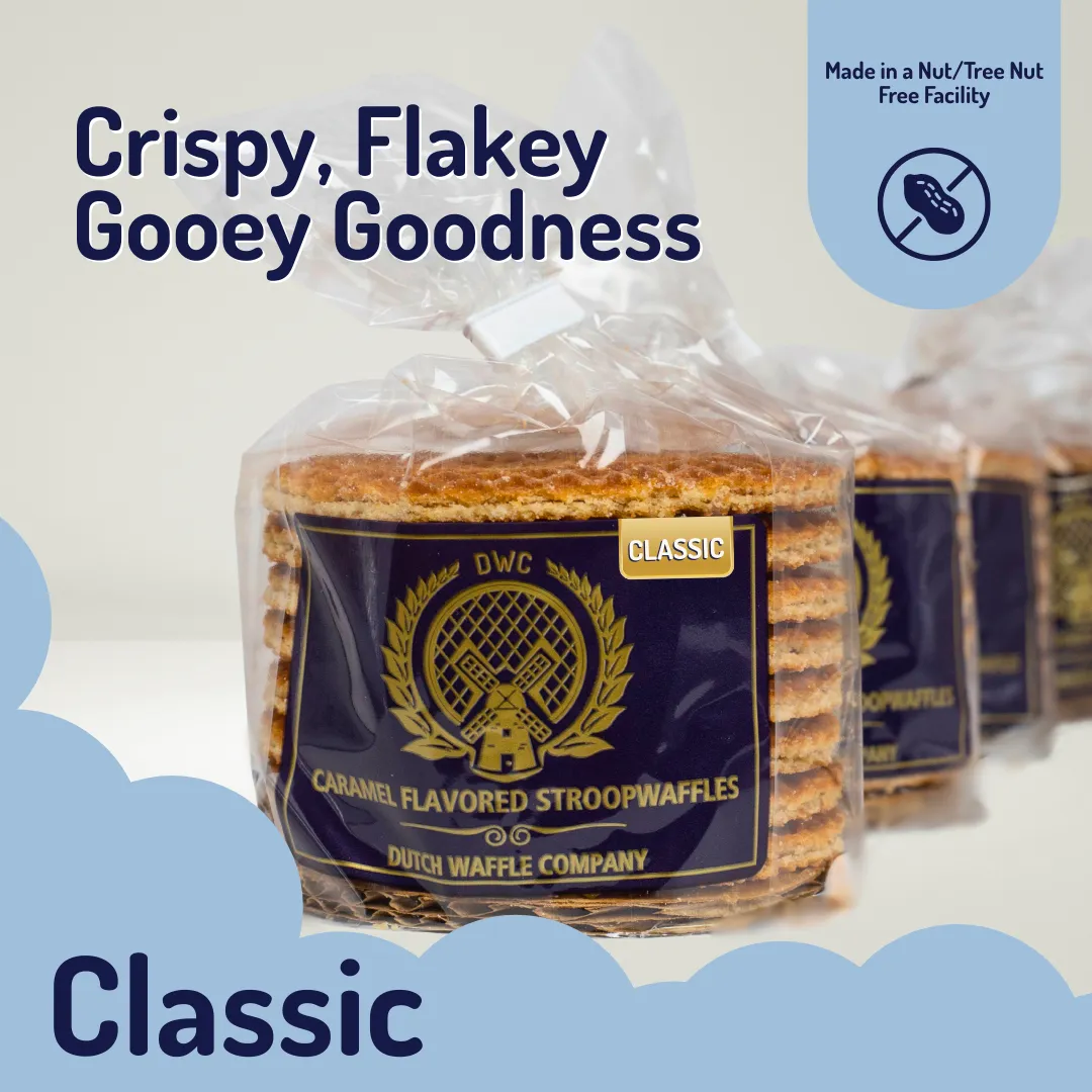 Vegan & Gluten-Free Caramel Stroopwafels – 8-Pack Bag (Case of 12)