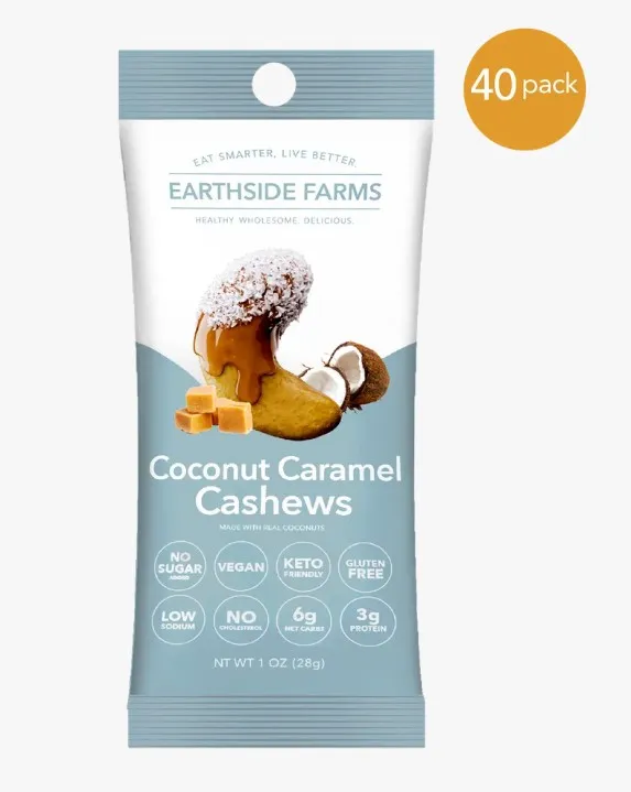 Earthside Farms Coconut Caramel Cashews No Sugar Added Candied Nuts, 1oz variant