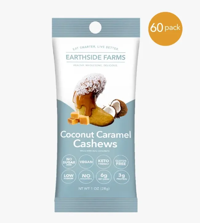 Earthside Farms Coconut Caramel Cashews No Sugar Added Candied Nuts, 1oz variant
