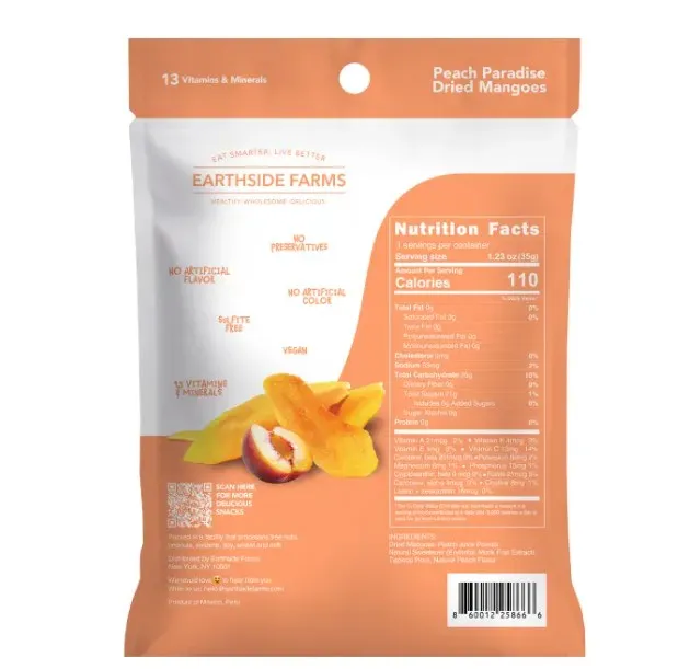Earthside Farms Peach Paradise Dried Organic Mangoes, 2.8oz - 6 pack