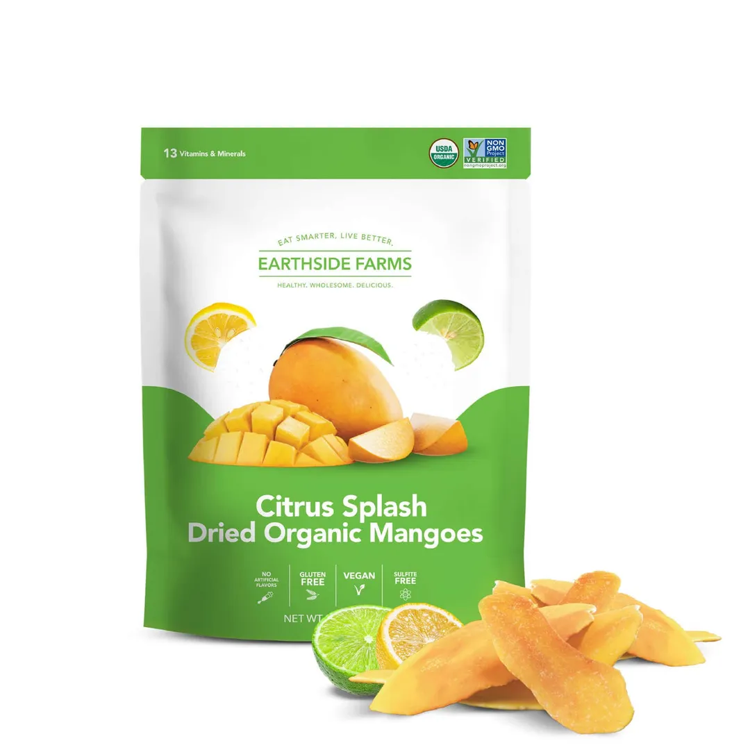 Earthside Farms Citrus Splash Dried Organic Mangoes, 2.8oz - 6 pack