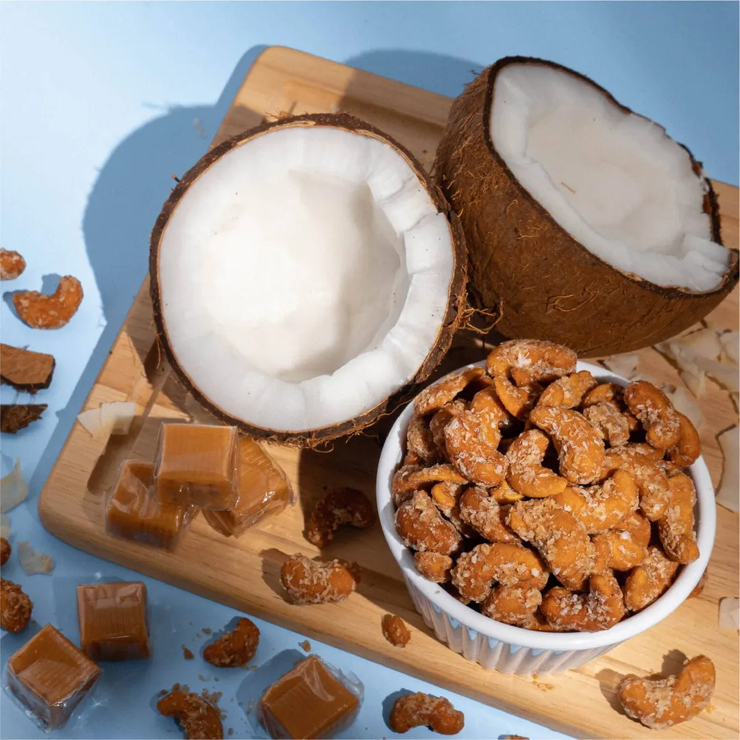 Earthside Farms Coconut Caramel Cashews - Vegan Candied Nuts 4oz Snack Pack