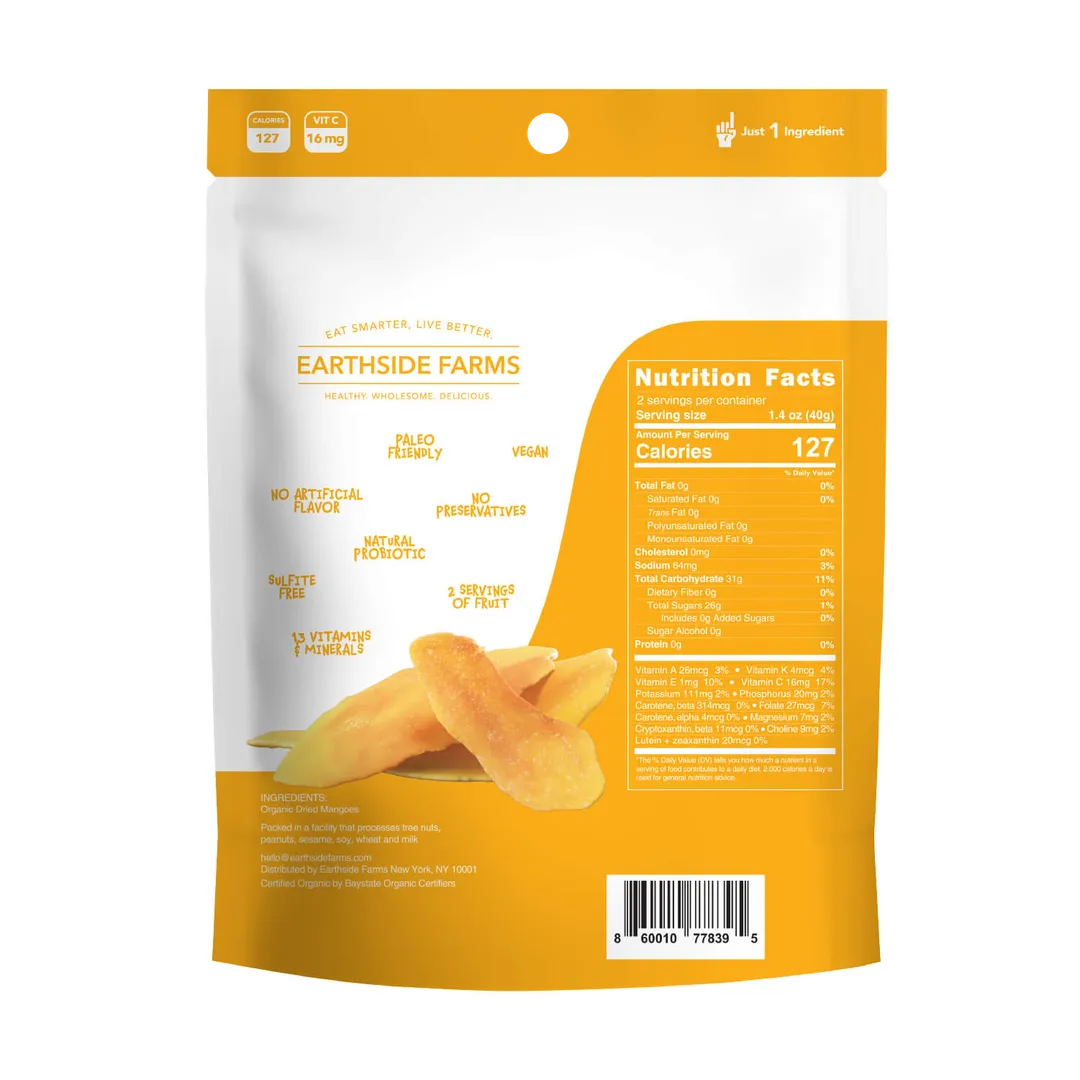 Dried Organic Mangoes, Dried Fruit 2.8 oz - 6 pack