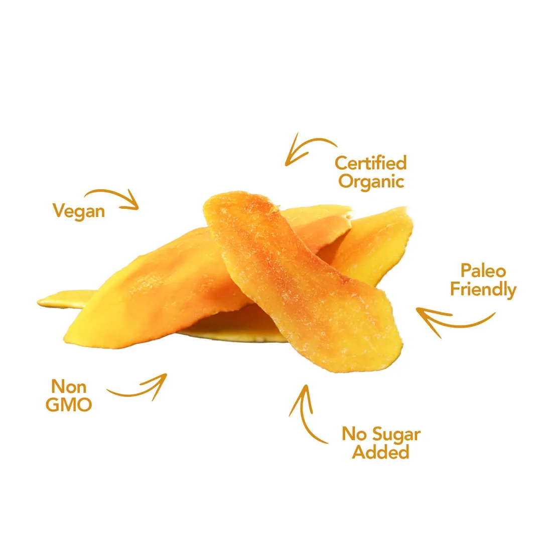 Dried Organic Mangoes, Dried Fruit 2.8 oz - 6 pack