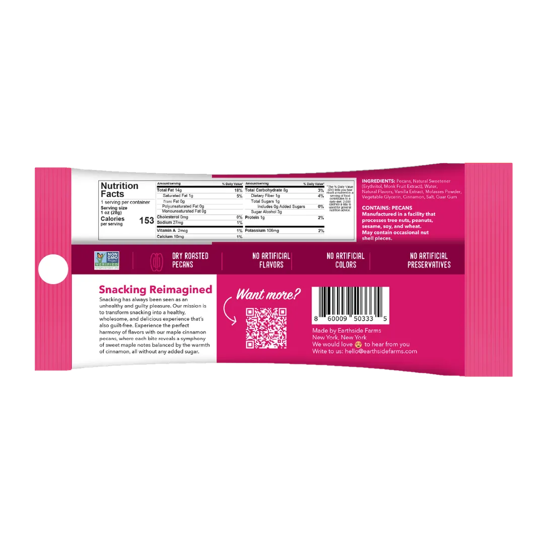 Earthside Farms Maple Cinnamon Pecans 1 oz