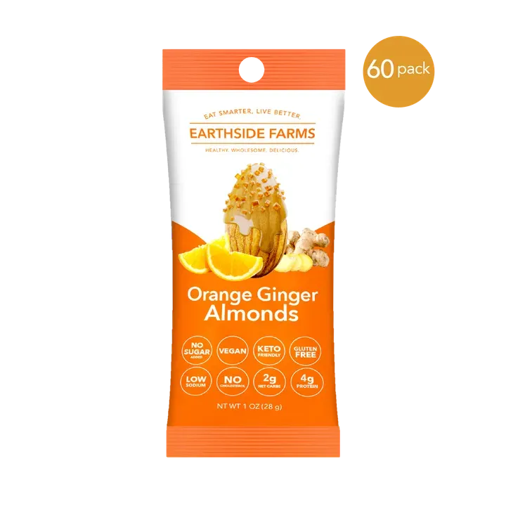 Earthside Farms Orange Ginger Almonds No Sugar Added Candied Nuts, 1oz variant