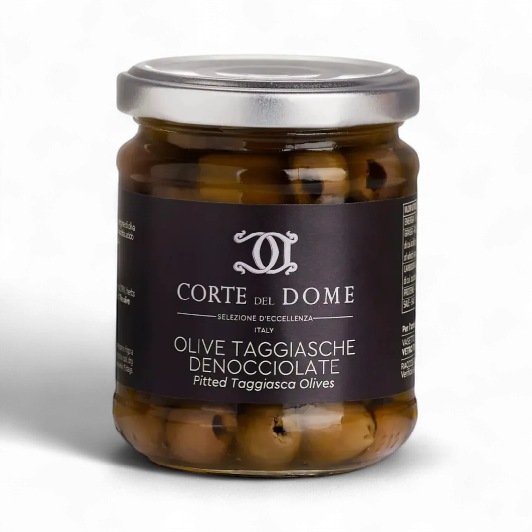 (PRE-ORDER) Corte del Dome Taggiasca Olives Pitted in glass jar, 6.34 oz