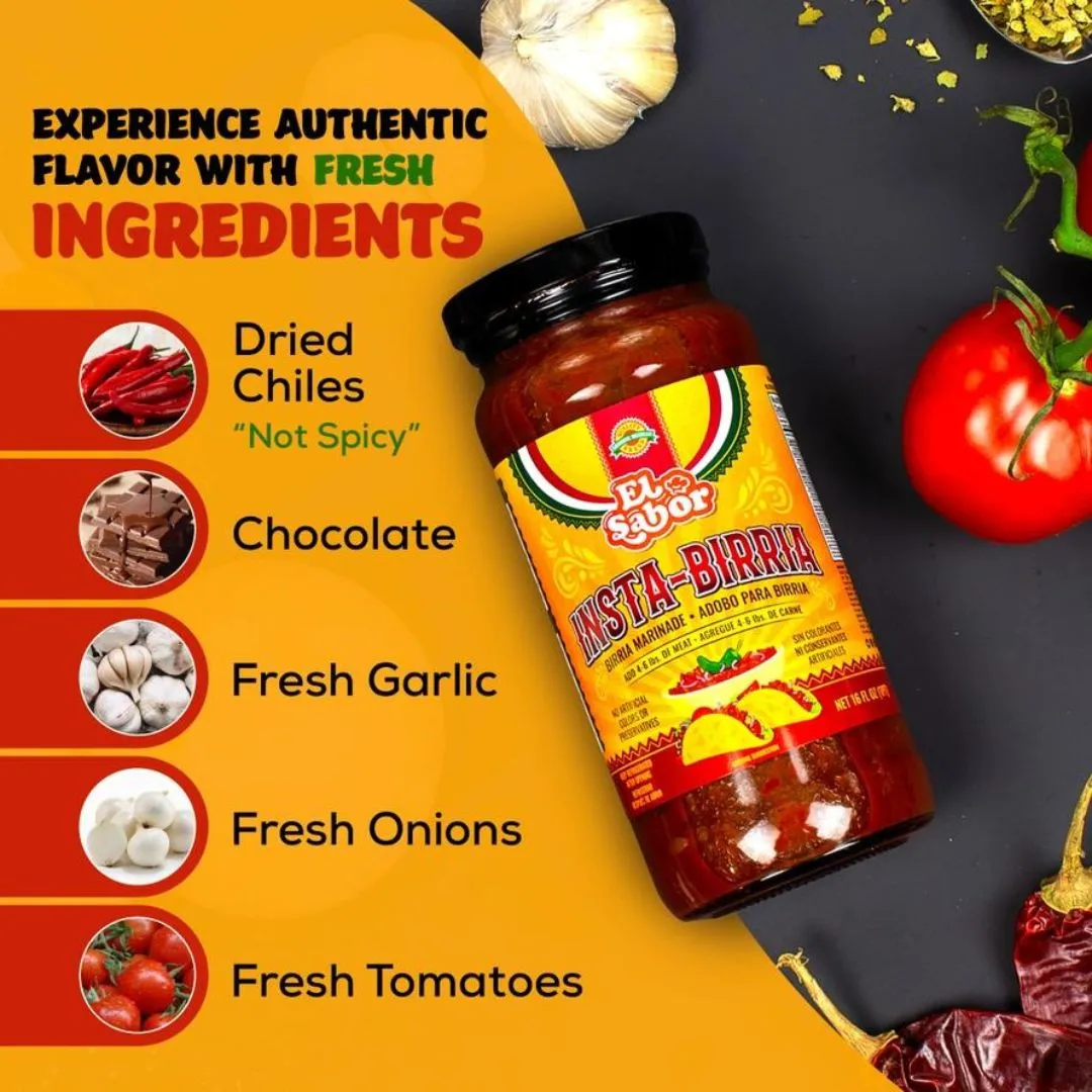 Gourmet Birria Mix | Instabirria 16 Fl oz Glass Jar
