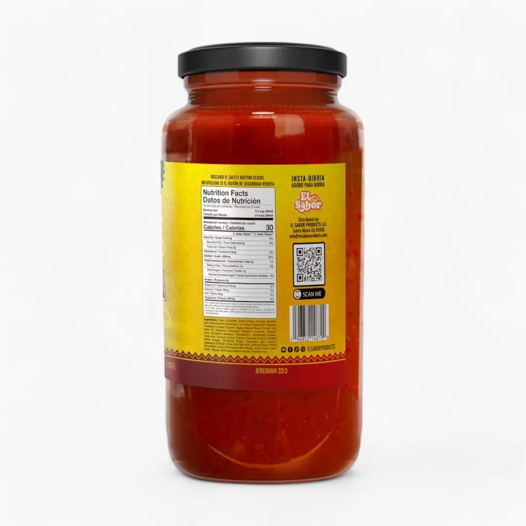 Gourmet Birria Mix | Instabirria 32 Fl oz Glass Jar
