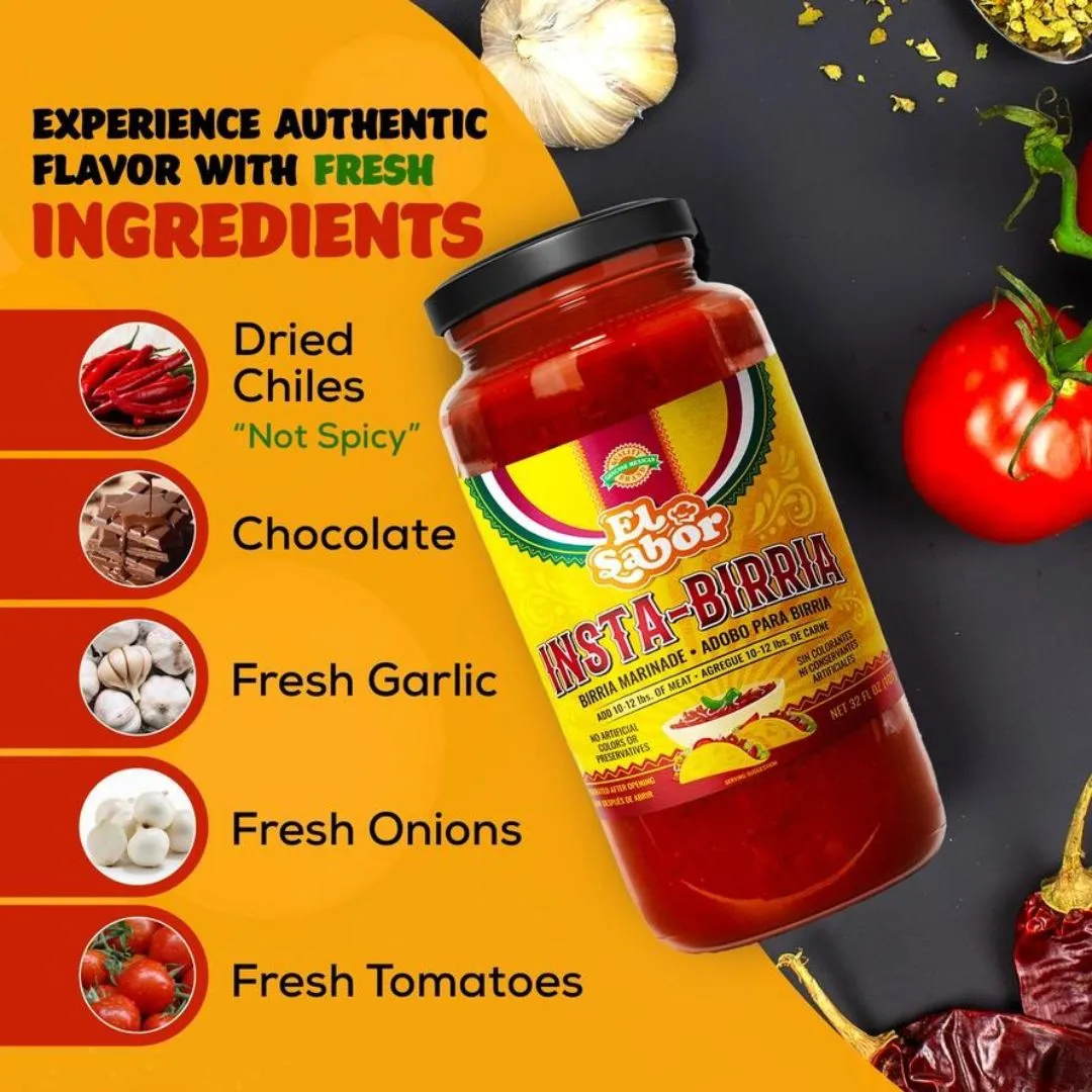 Gourmet Birria Mix | Instabirria 32 Fl oz Glass Jar