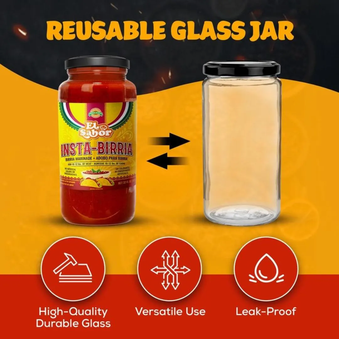Gourmet Birria Mix | Instabirria 32 Fl oz Glass Jar