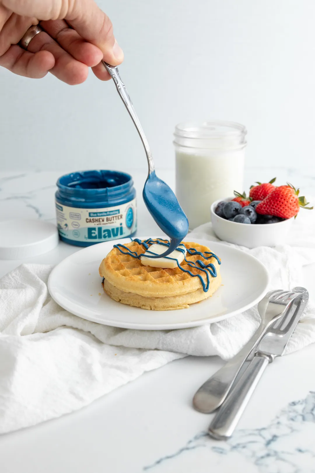 Blue Vanilla Cashew Butter w/ Spirulina: Vegan, Non-GMO