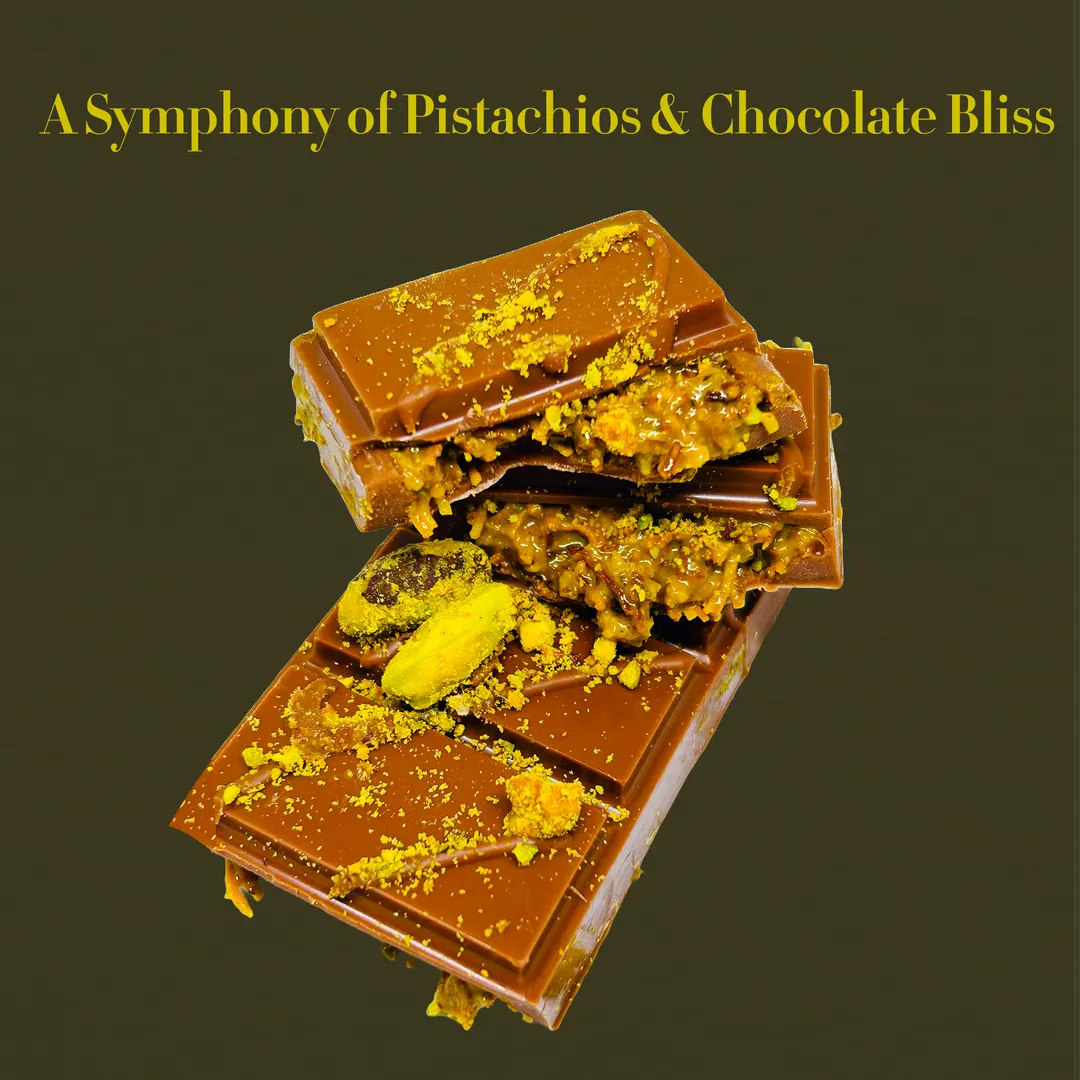 Premium Dubai Kunafa Pistachio Chocolate Bar -2oz- Freshly Made with Italian Melting Chocolate | Extra Rich Pistachio Flavor | Thick Knafeh Kadaifi Pisstachio Choco Bar | Freshly Baked & Wrapped in Patisserie