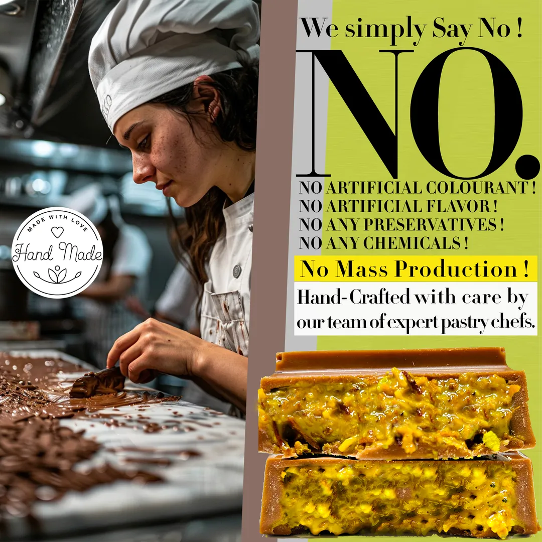 Premium Dubai Kunafa Pistachio Chocolate Bar 8oz Freshly Made with Italian Melting Chocolate