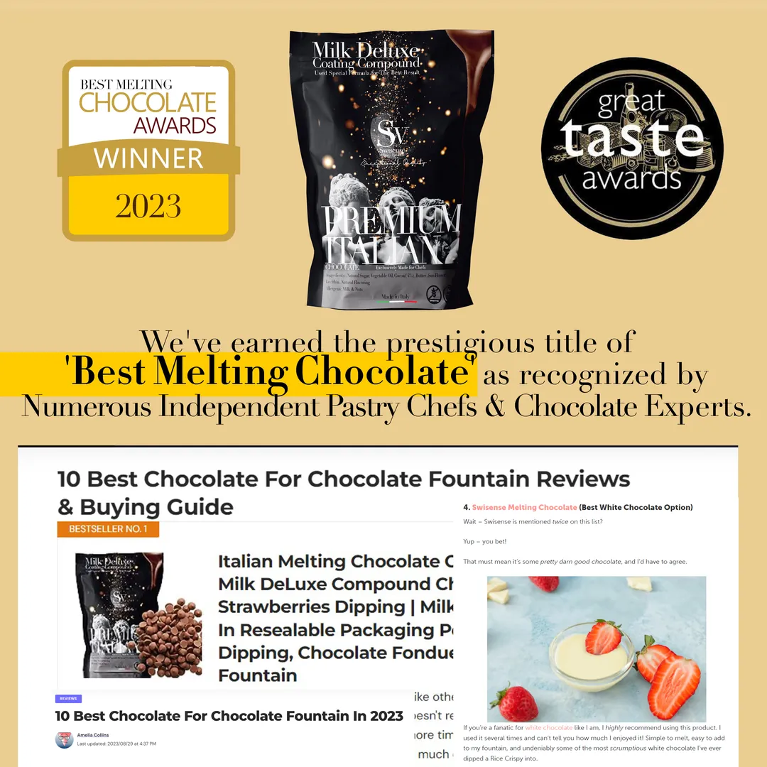 Premium Italian Melting Chocolate Candy Melts 5 Lbs | Only 5 Natural Ingredients | GMO and Gluten Free | Milk DeLuxe Compound Chocolate | 
