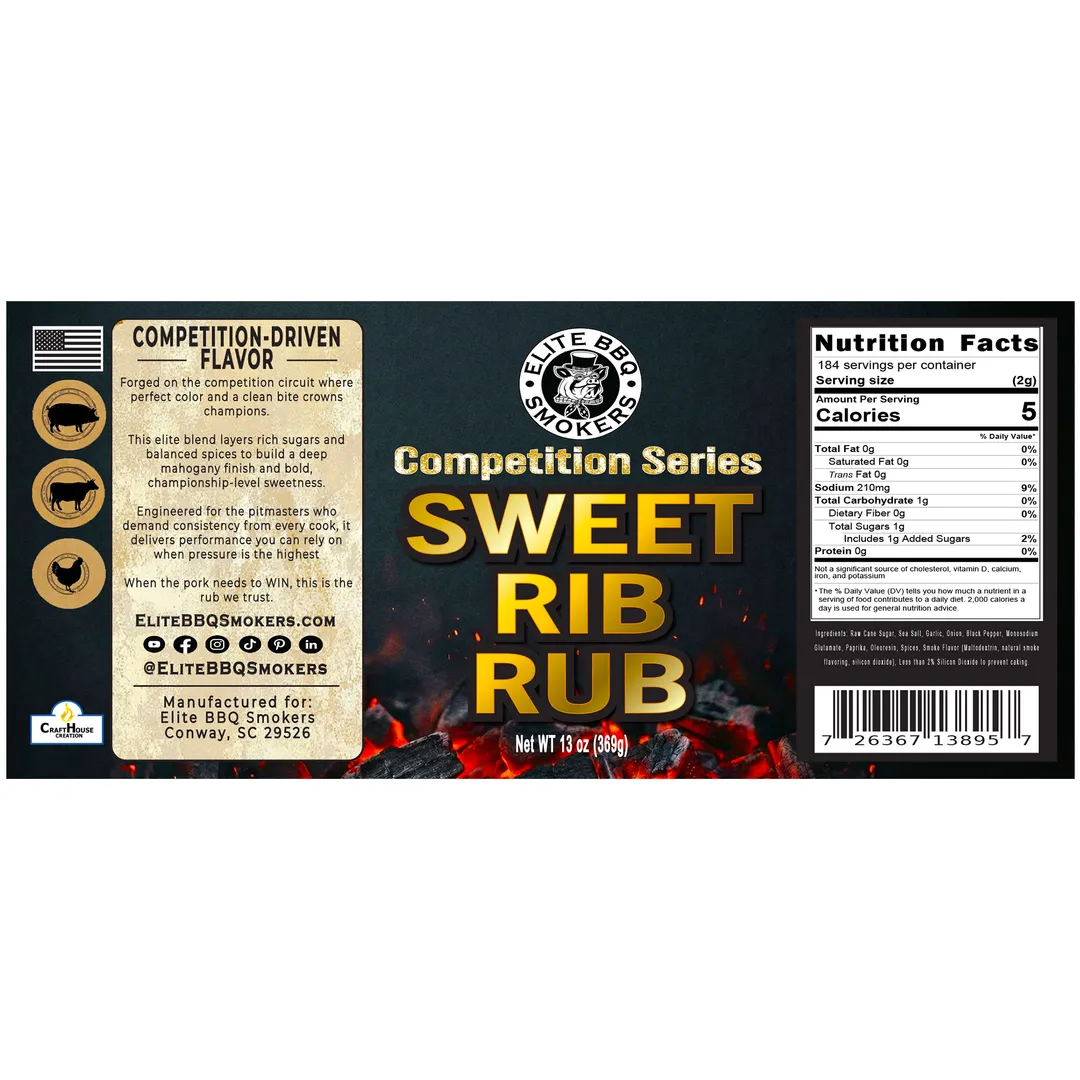 Elite BBQ - Sweet Rib Rub - Competition-Grade Seasoning