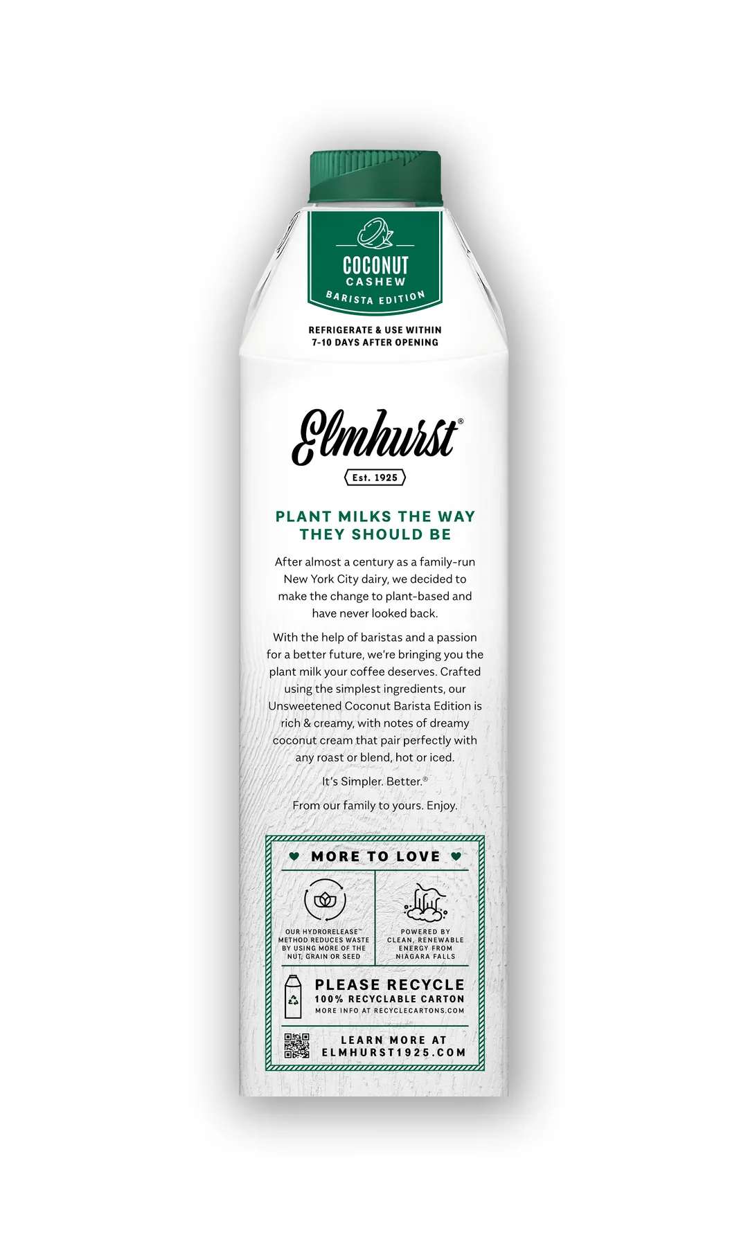 Barista Edition Unsweetened Coconut Cashew Milk, 32oz