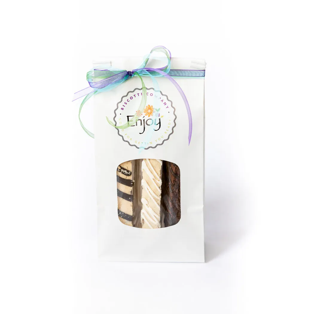 Gift Bag of Biscotti - Seasonal Themed Ribbons