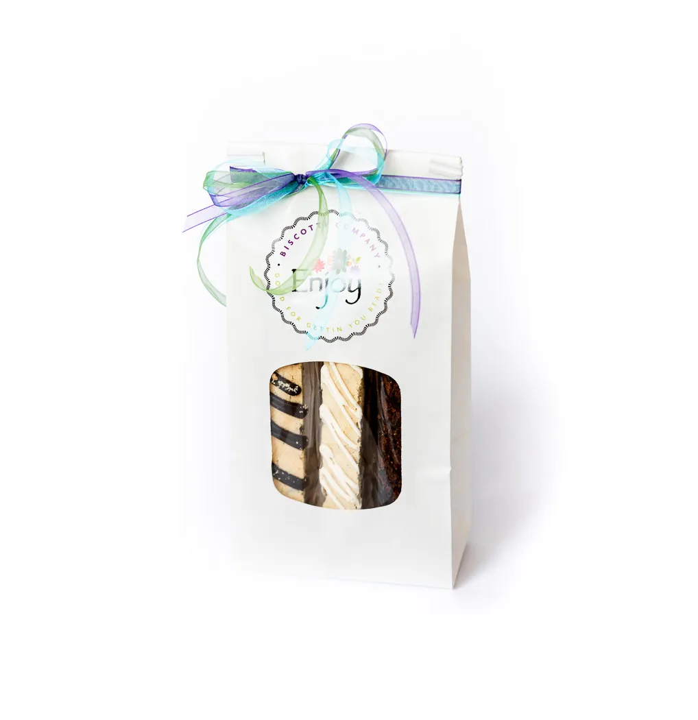 Gift Bag of Biscotti - Seasonal Themed Ribbons