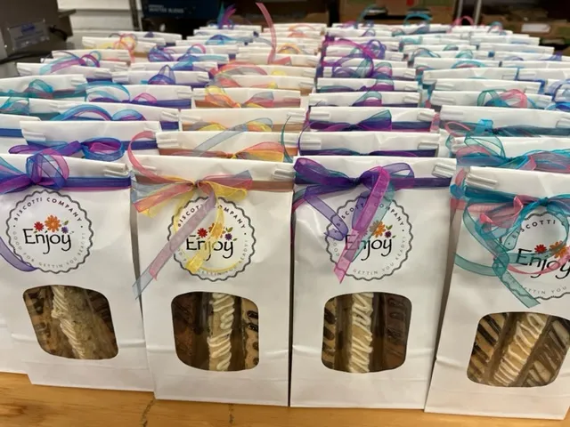 Gift Bag of Biscotti - Seasonal Themed Ribbons