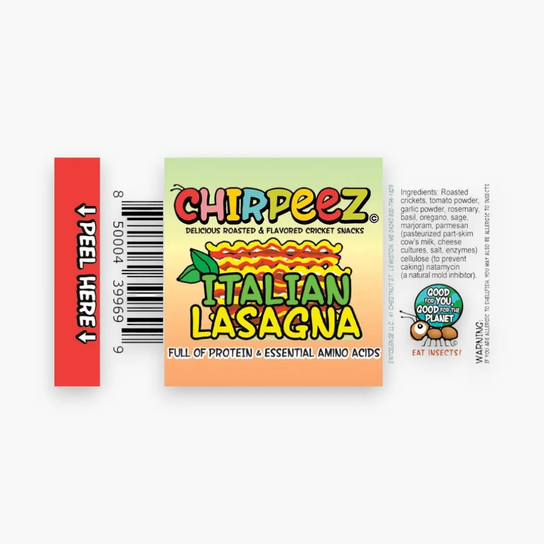 CHIRPEEZ FLAVORED CRICKET SNACKS - Italian Lasagna