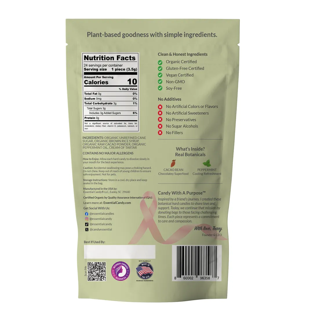 Cacao Mint Blend Functional Hard Candy, Chocolate and Mint