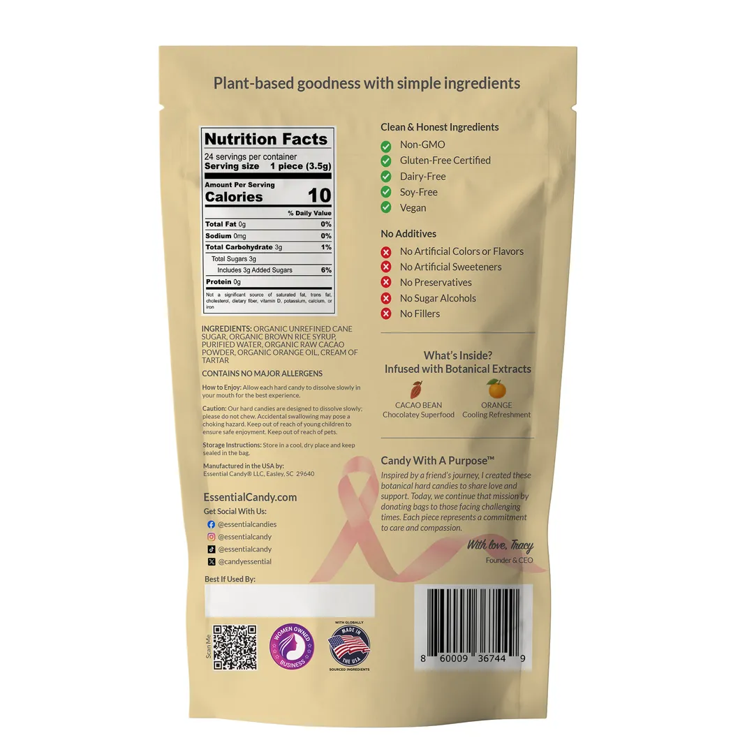 Cacao Chocolate Orange Blend Hard Candy, Organic Superfood by Essential ...