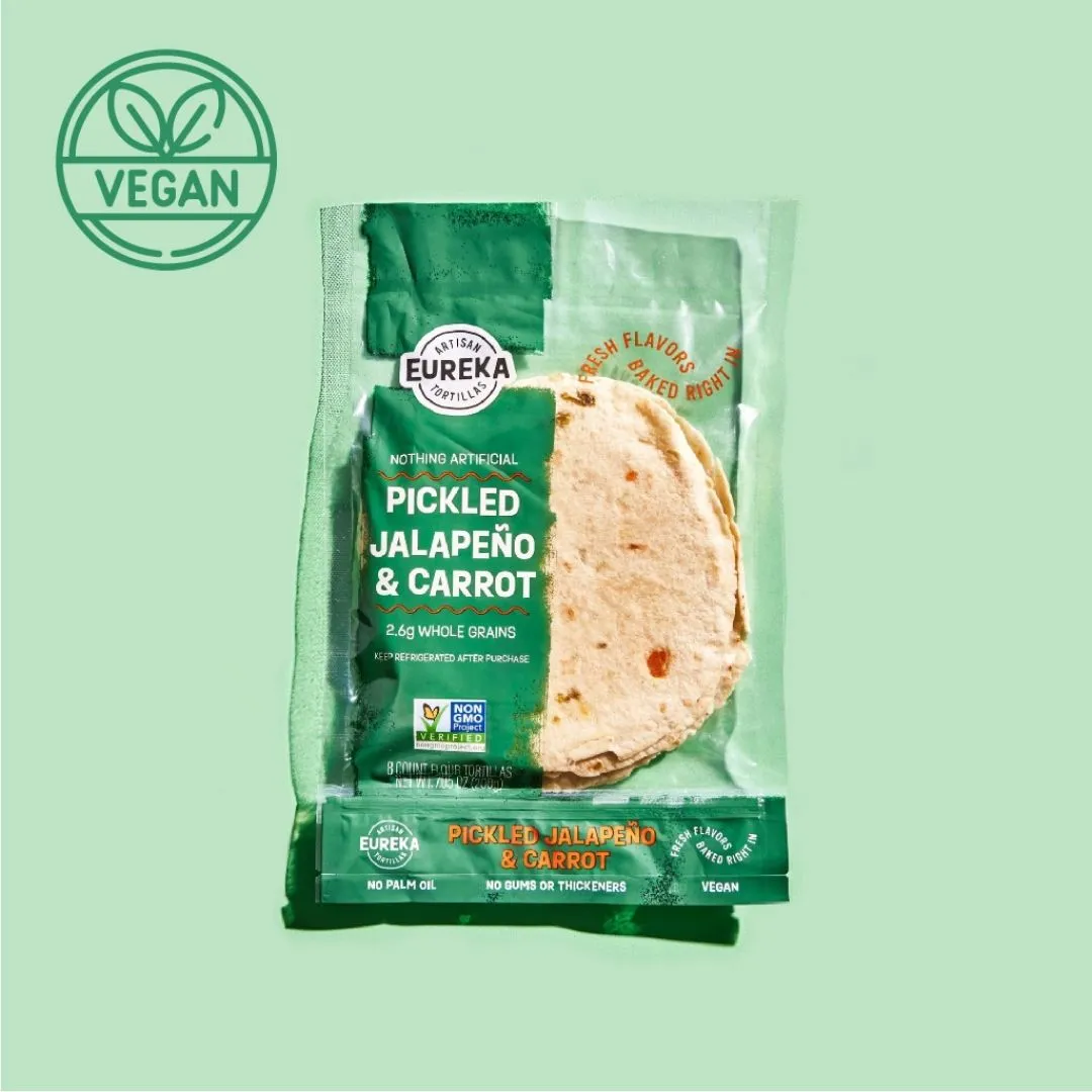 Pickled Jalapeño & Carrot Flour Tortillas (Vegan)