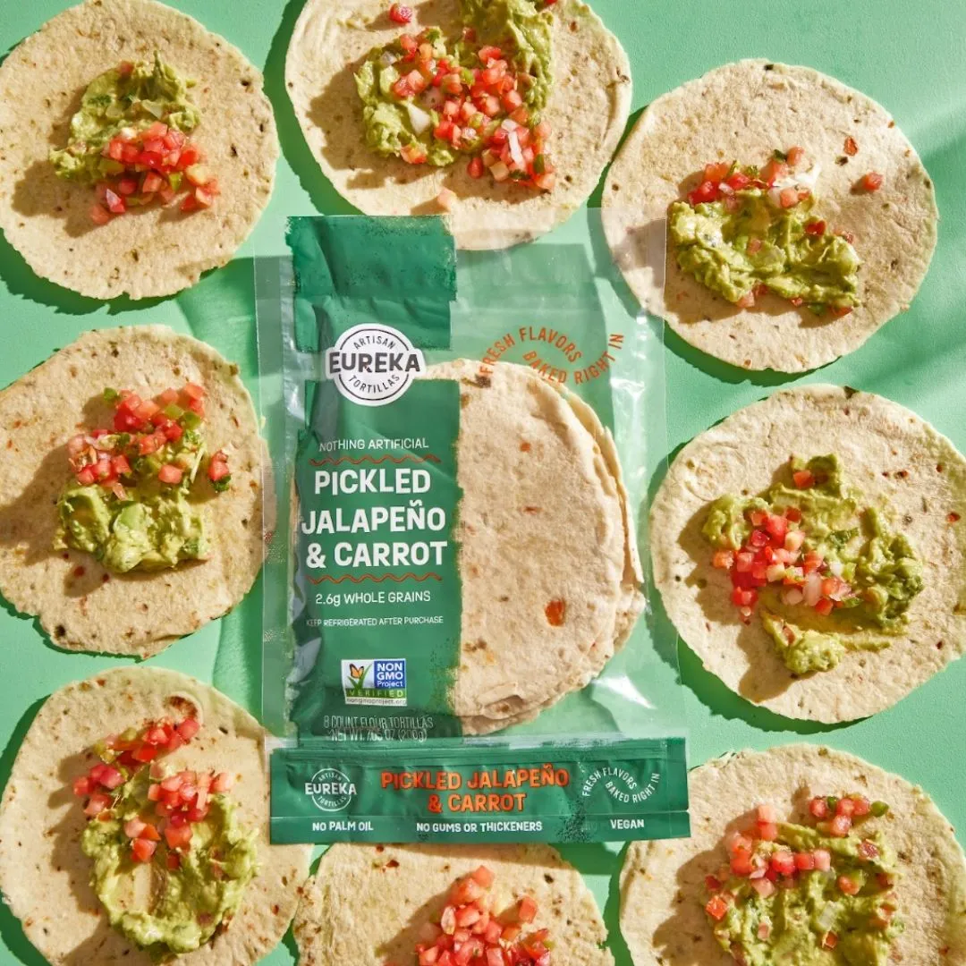 Pickled Jalapeño & Carrot Flour Tortillas (Vegan)