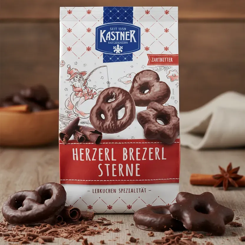 Kastner Dark Chocolate "Heart, Pretzel, Stars" Gingerbread 300g