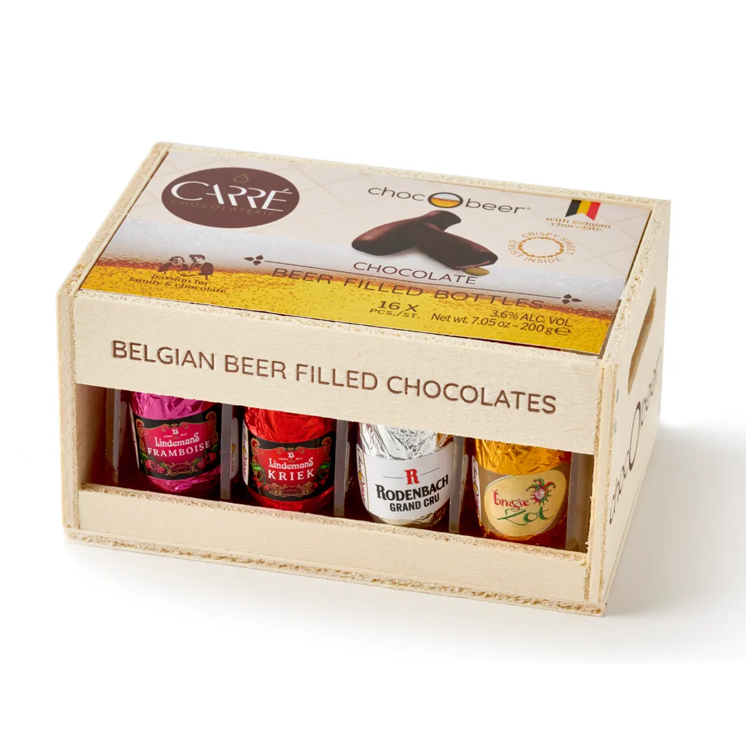 Carré Beer Filled Chocolates in Wooden Crate