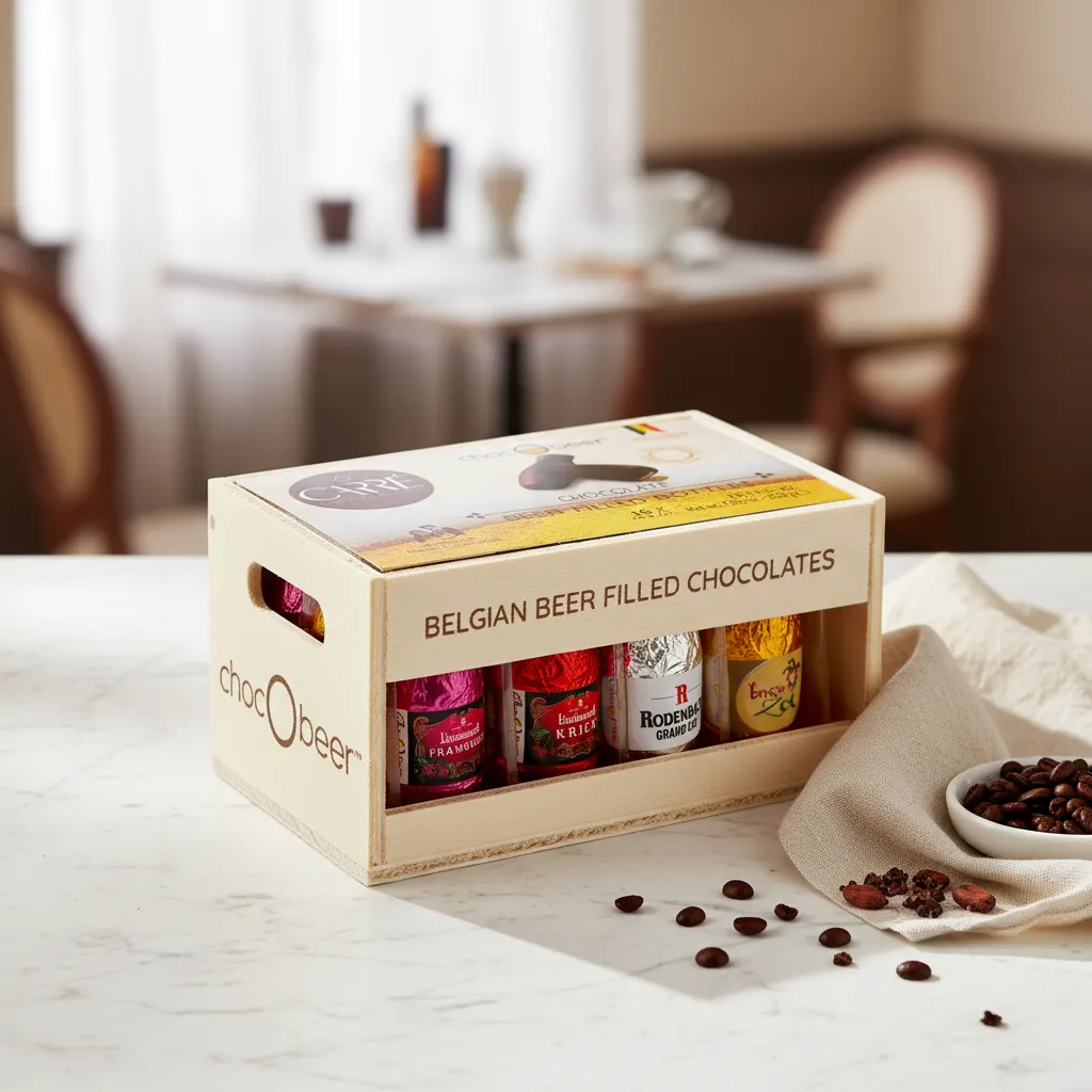 Carré Beer Filled Chocolates in Wooden Crate