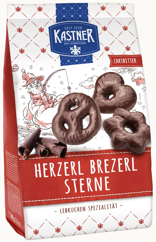 Kastner Dark Chocolate "Heart, Pretzel, Stars" Gingerbread 300g