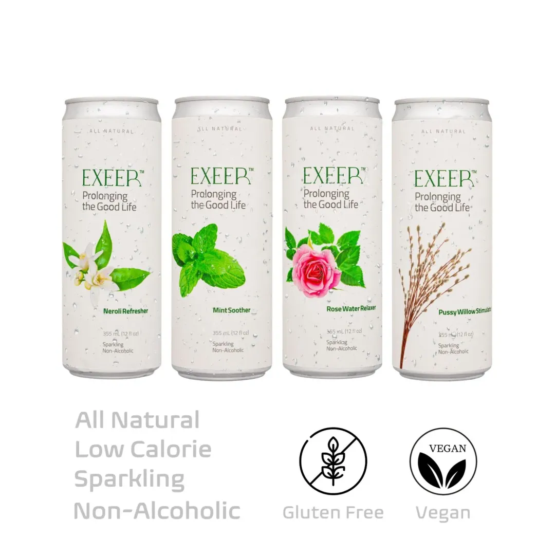 EXEER Sparkling Botanical Beverage Variety Pack of 4