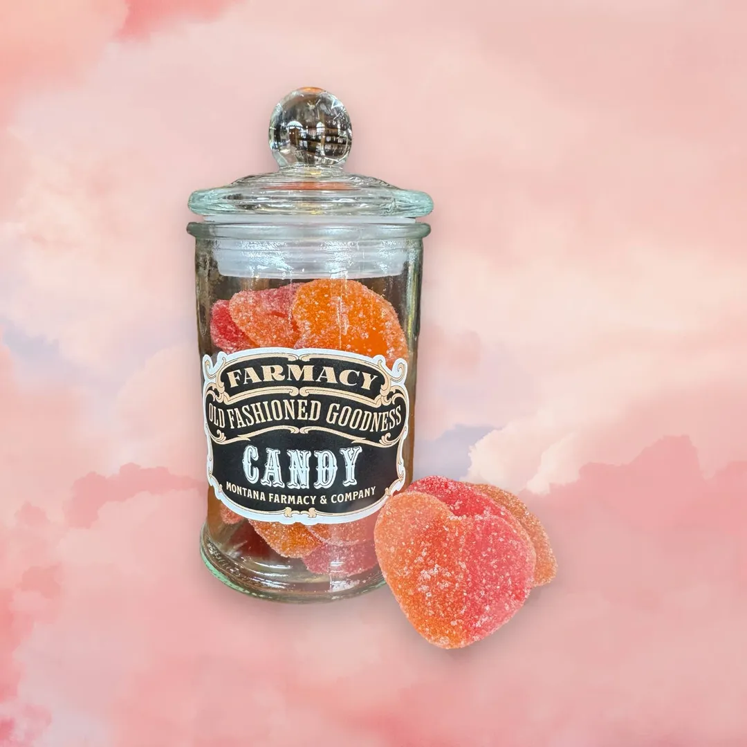 Apothecary Jar Peach Heart Gummy Old Fashioned Mercantile