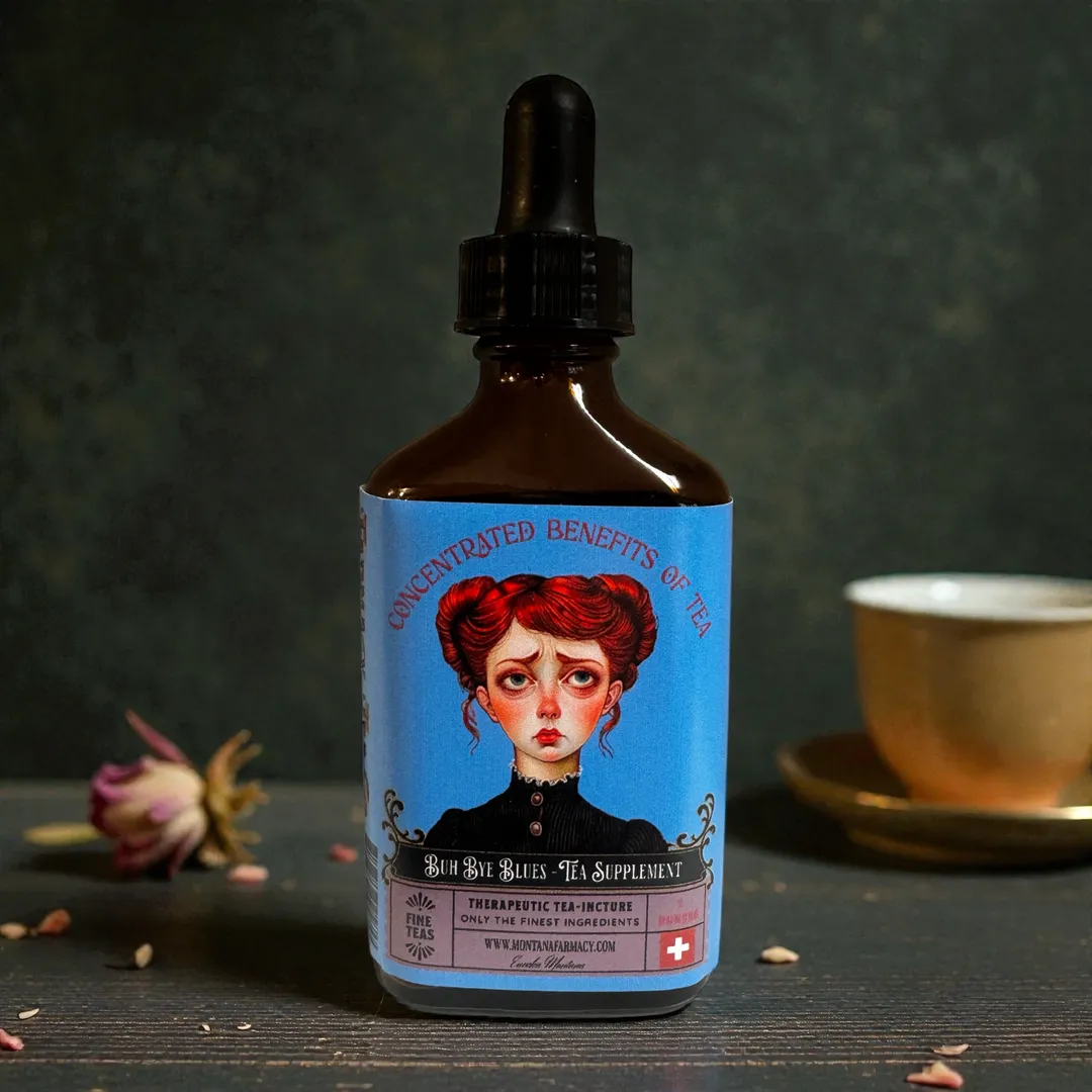 Buh Bye Blues Herbal Tea elixir Wellness Drops 