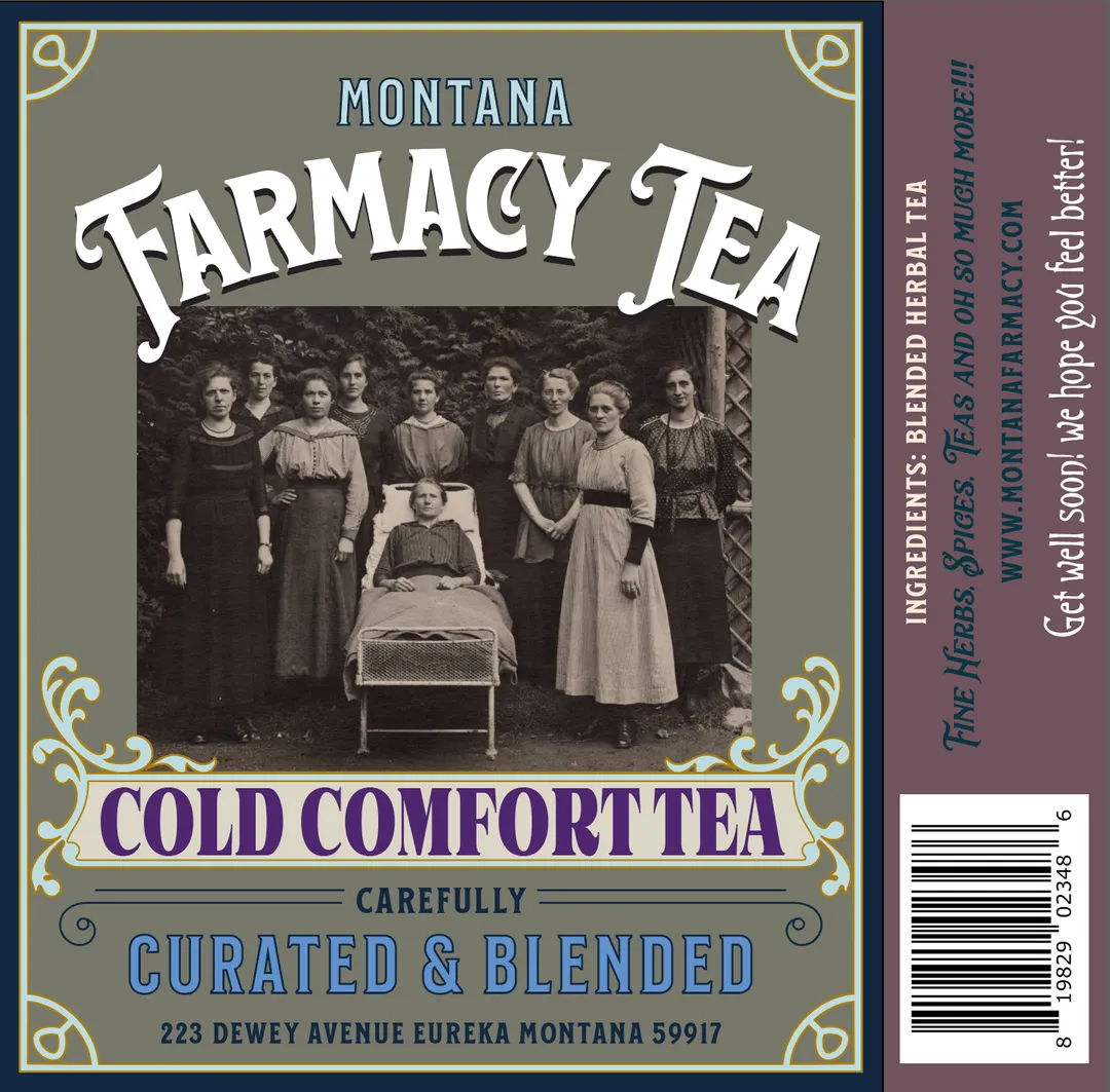 Cold Comfort Vintage Recipe Herbal wellness Tea in glass jar