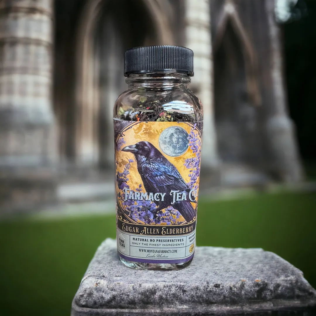 Edgar Allen Elderberry Crow Poe Raven Dark Academia PoetTea 