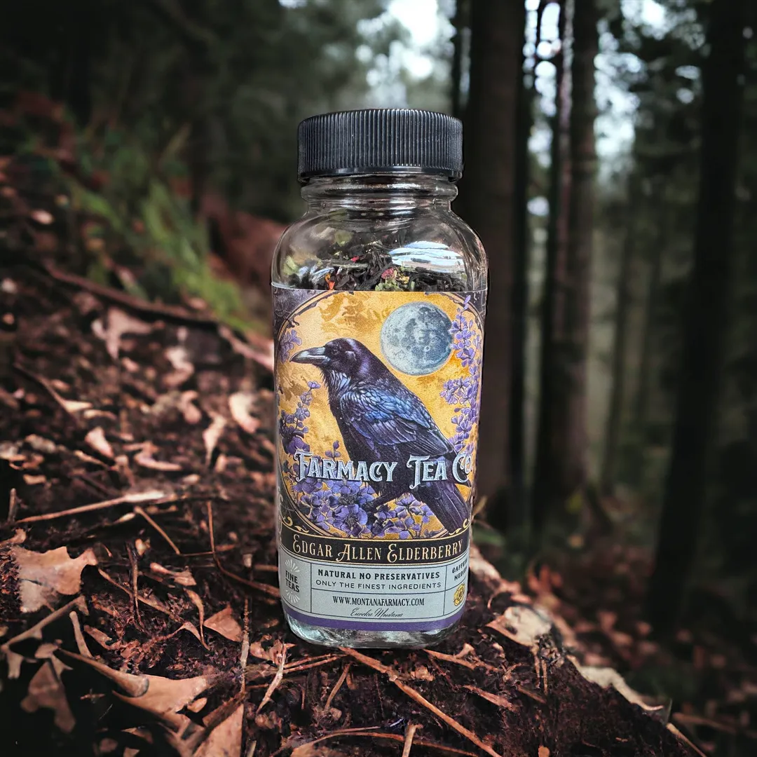 Edgar Allen Elderberry Crow Poe Raven Dark Academia PoetTea 
